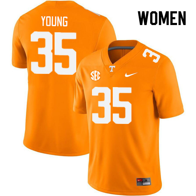 Women #35 Garrett Young Tennessee Volunteers College Football Jerseys Stitched Sale-Orange - Click Image to Close
